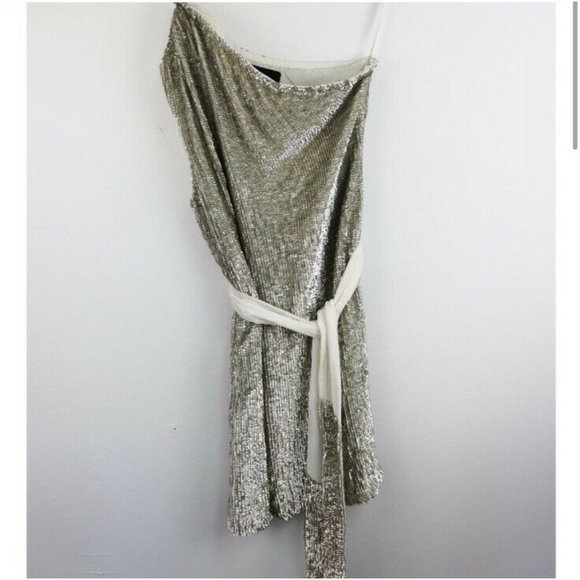 Retrofete Ella Dress Champagne Gold Sequin Mini Party Cocktail S NWOT $525 - Picture 4 of 11